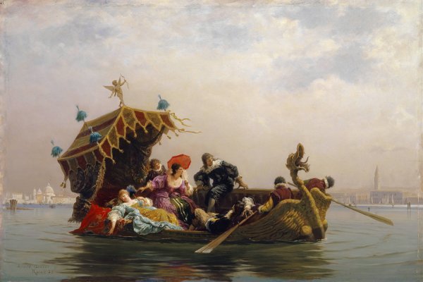 Gondola Ride  by Arnold Corrodi - Hand-Painted Oil Painting Reproduction