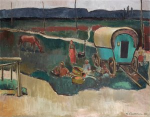 Gypsy Camp In Alsace by Arnold Fiechter Oil Painting