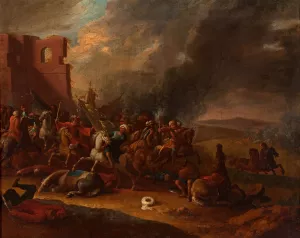 Battle with the Turks by Arnold Frans Rubens Oil Painting