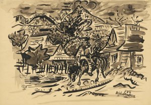 A Man from Orava on a Horse by Arnold Peter Weisz-Kubincan Oil Painting