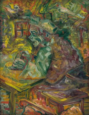 At the Table by Arnold Peter Weisz-Kubincan Oil Painting