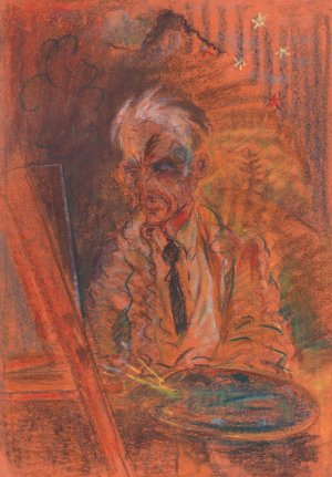 Autoportret s paletou by Arnold Peter Weisz-Kubincan Oil Painting