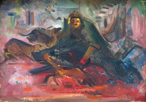 Boar Hunt by Arnold Peter Weisz-Kubincan Oil Painting