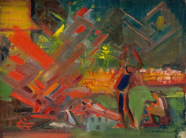 By the Campfire  by Arnold Peter Weisz-Kubincan - Hand-Painted Oil Painting Reproduction
