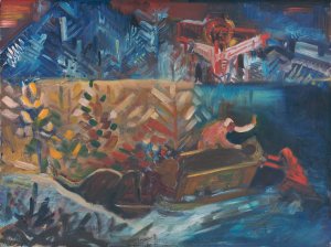 Carrying the Sick by Arnold Peter Weisz-Kubincan Oil Painting