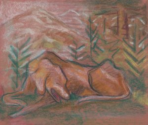 Dog in the Woods by Arnold Peter Weisz-Kubincan Oil Painting