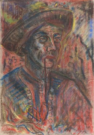 Farmer with a Pipe by Arnold Peter Weisz-Kubincan Oil Painting