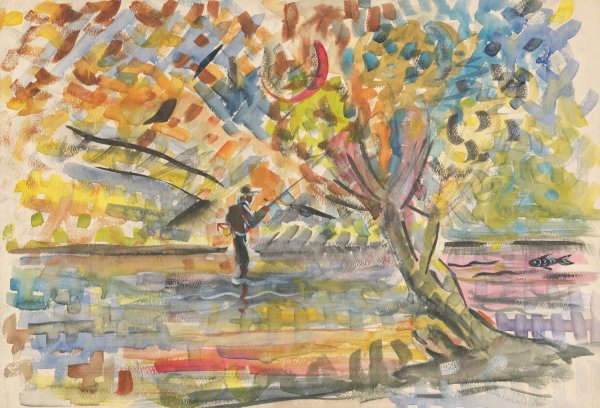 Main Product Photo of Fisherman  Painting by Arnold Peter Weisz-Kubincan