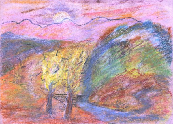 Hilly Landscape  by Arnold Peter Weisz-Kubincan - Hand-Painted Oil Painting Reproduction