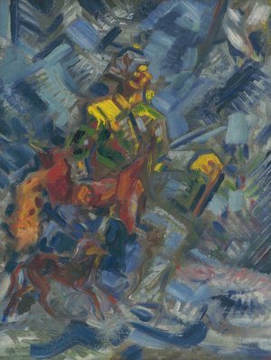 Hunter in a Blue Forest by Arnold Peter Weisz-Kubincan Oil Painting