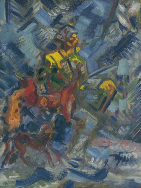 Hunter in a Blue Forest  by Arnold Peter Weisz-Kubincan - Hand-Painted Oil Painting Reproduction