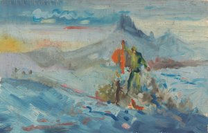 Hunters in a Landscape by Arnold Peter Weisz-Kubincan Oil Painting