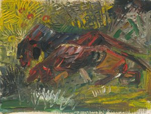 Hunting dogs by Arnold Peter Weisz-Kubincan Oil Painting