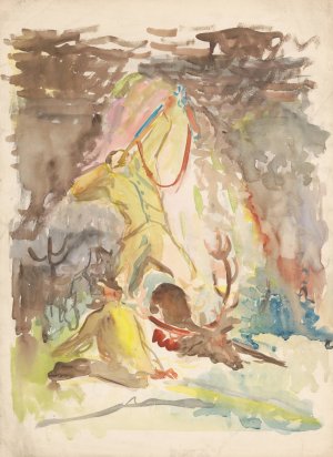 Hunting Motif by Arnold Peter Weisz-Kubincan Oil Painting