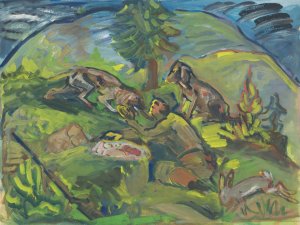 Hunting Motif by Arnold Peter Weisz-Kubincan Oil Painting