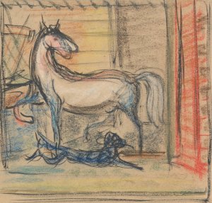 In the Stables by Arnold Peter Weisz-Kubincan Oil Painting