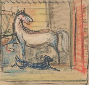 In the Stables by Arnold Peter Weisz-Kubincan Oil Painting