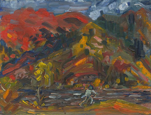 Man on the River Bank  by Arnold Peter Weisz-Kubincan - Hand-Painted Oil Painting Reproduction