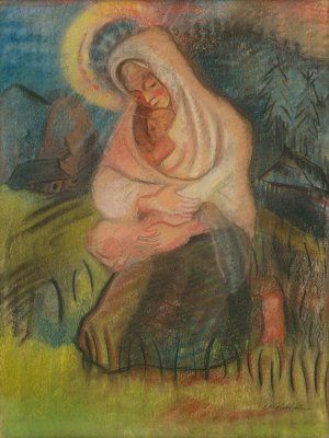 Mother with a Child by Arnold Peter Weisz-Kubincan Oil Painting