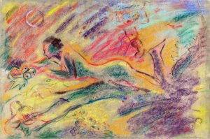 Reclining Female Nude in a Landscape by Arnold Peter Weisz-Kubincan Oil Painting
