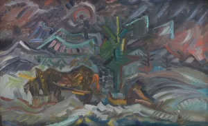 Resting Farmers by Arnold Peter Weisz-Kubincan Oil Painting