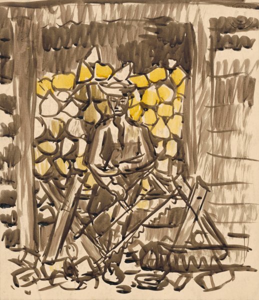 Sawing Wood  by Arnold Peter Weisz-Kubincan - Hand-Painted Oil Painting Reproduction