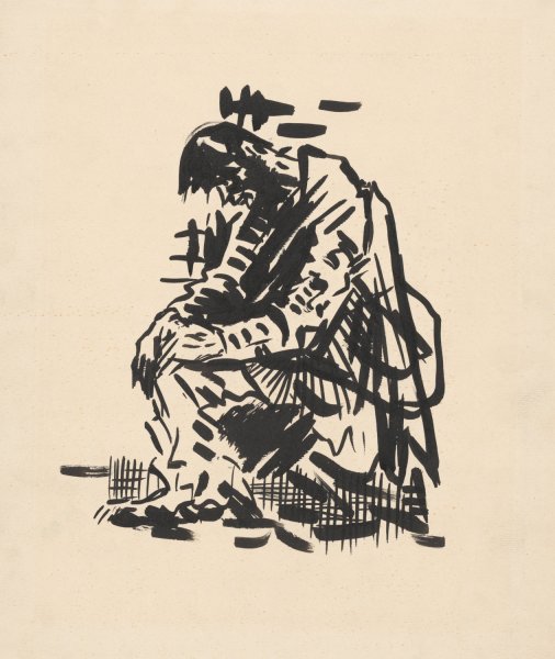 Seated Man  by Arnold Peter Weisz-Kubincan - Hand-Painted Oil Painting Reproduction