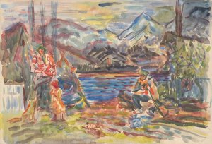 Slovak Family by Arnold Peter Weisz-Kubincan Oil Painting