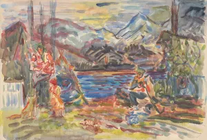 Slovak Family by Arnold Peter Weisz-Kubincan Oil Painting