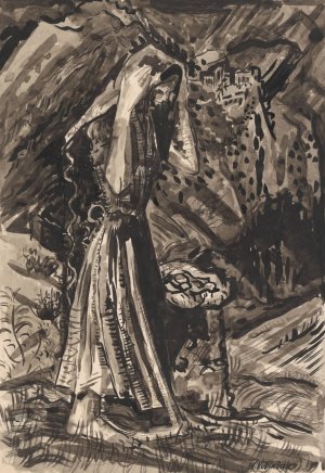 Standing Woman with a Bag of Potatoes by Arnold Peter Weisz-Kubincan Oil Painting
