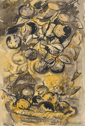Still Life with Apples by Arnold Peter Weisz-Kubincan Oil Painting