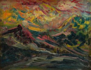 Sunset in the Mountains by Arnold Peter Weisz-Kubincan Oil Painting