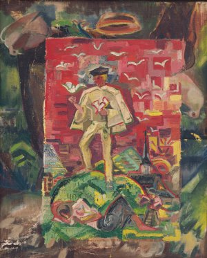 Symbolic Figure of a Man in a Folk Costume by Arnold Peter Weisz-Kubincan Oil Painting