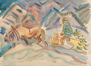Timber Transport by Arnold Peter Weisz-Kubincan Oil Painting