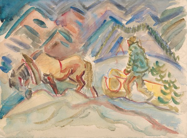 Timber Transport  by Arnold Peter Weisz-Kubincan - Hand-Painted Oil Painting Reproduction
