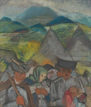 Z poľa domov by Arnold Peter Weisz-Kubincan Oil Painting