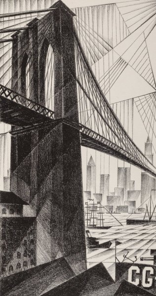 Brooklyn Bridge  by Arnold Ronnebeck - Hand-Painted Oil Painting Reproduction