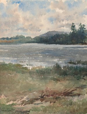 Lakeside Landscape by Arnold William Brunner Oil Painting