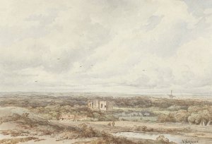 Gezicht vanuit de duinen op de ruine van Brederode by Arnoldus Johannes Eymer Oil Painting