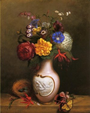 Floral Arrangement with Birds Nest by Arnoud Wydeveld Oil Painting