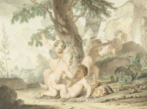 Spelende naakte jongetjes by Arnout Rentinck Oil Painting