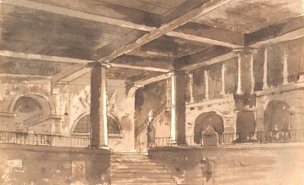 Main Product Photo of Forhal Med Trappe, Sojler Og Hvaelvinger  Painting by Aron Wallick