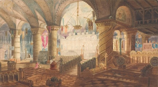 Kirkeinterior  by Aron Wallick - Hand-Painted Oil Painting Reproduction