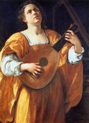 St Cecilia Playing a Lute by Artemisia Gentileschi Oil Painting