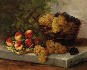 Fruit Still Life by Arthur-Alfred Brunel De Neuville Oil Painting