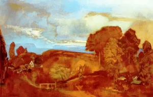 Hudson Valley Landscape by Arthur B. Davies - Oil Painting Reproduction