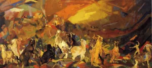 Wild H-Goats Dance by Arthur B. Davies Oil Painting