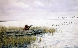 Duck Shooting from a Blind by Arthur B. Frost Oil Painting
