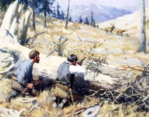 Elk Ahead by Arthur B. Frost - Oil Painting Reproduction