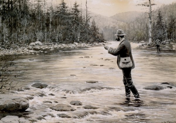Main Product Photo of Fly Fishing Painting by Arthur B. Frost